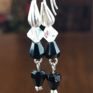 Handcrafted Black Jet Crystal Earrings.